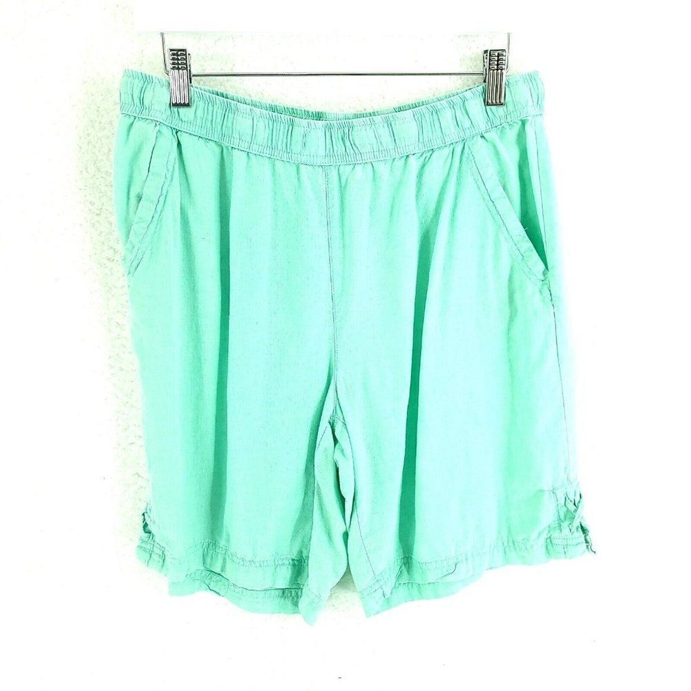 Coral Bay Linen Rayon Green Medium Shorts High Rise 30/8